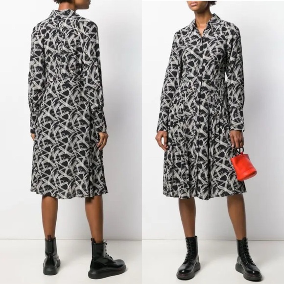 Equipment Black and White Midi Dress - Picture 1 of 14